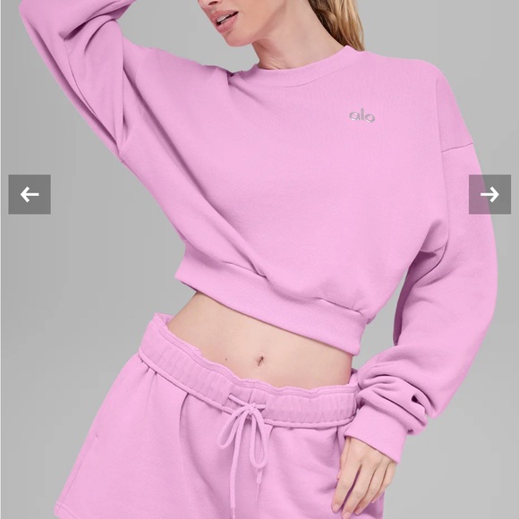 ALO Yoga Pink Cropped Sweatshirt - Picture 2 of 2